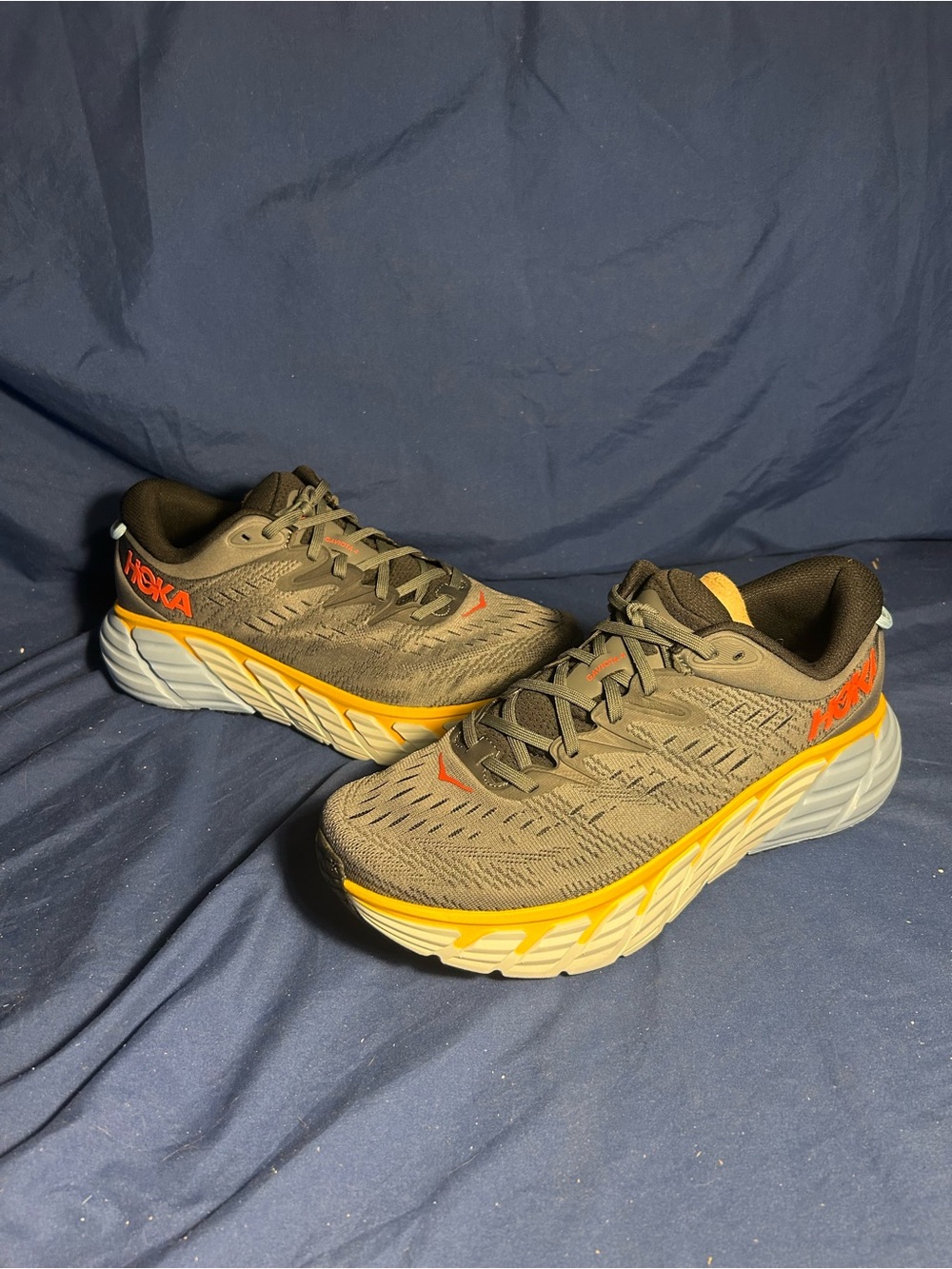 Hoka one one- hiking shoes, grey blue, 10 men sw
